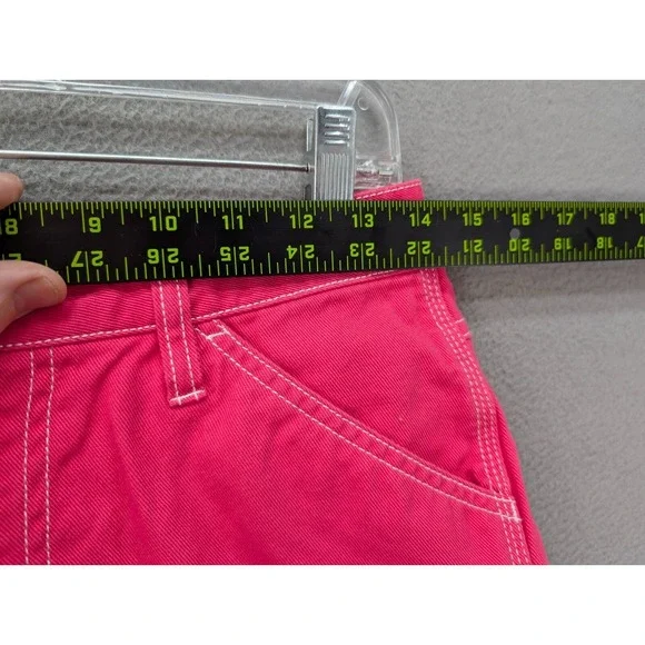 Dickies Denim Shorts Womens Hot Pink Twill Cotton Carpenter Juniors‎ Sz 1/25 Y2K - Picture 6 of 10